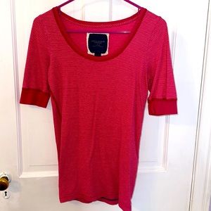 Pink and white stripe American Eagle scoop-neck tee